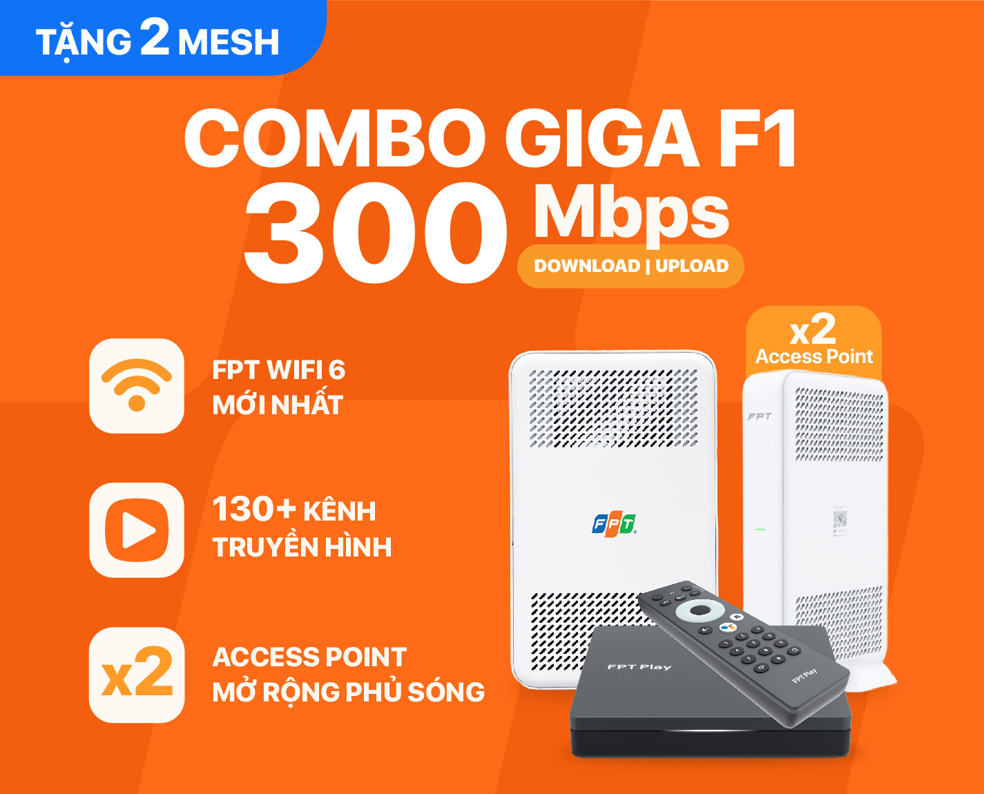 Combo Internet Giga F1 + FPT Play Box